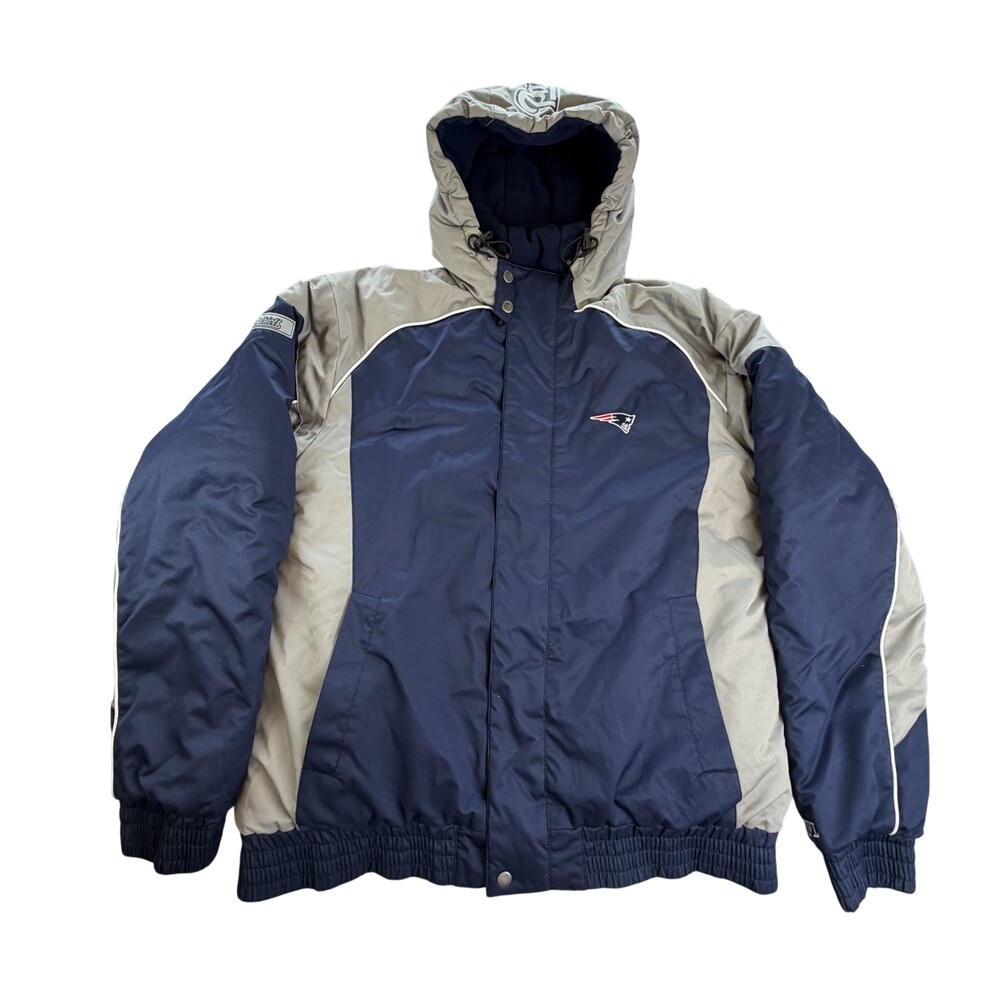 New England Patriots Jacket Mens Large Blue NFL Football Team Apparel Full Zip